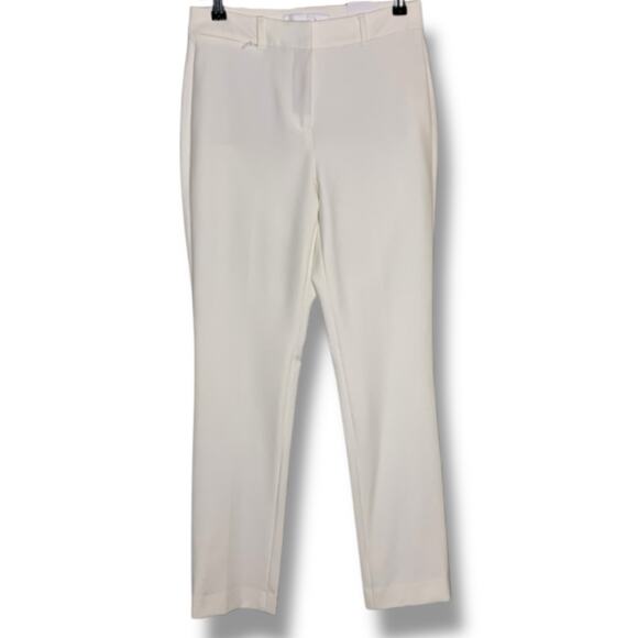 WHBM Trouser NWT Women's Size 2 Elle Slim Trouser Ecru Elle Comfort Stretch - Picture 2 of 10